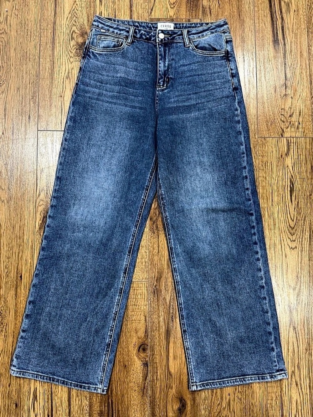 CEROS Boutique Wide Leg Jeans Blue High Waist Sz 28 Like New Stretch Comfy Soft